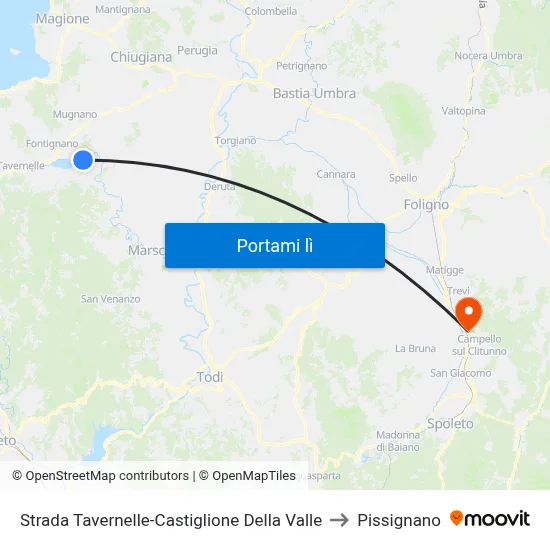 Strada Tavernelle-Castiglione Della Valle to Pissignano map