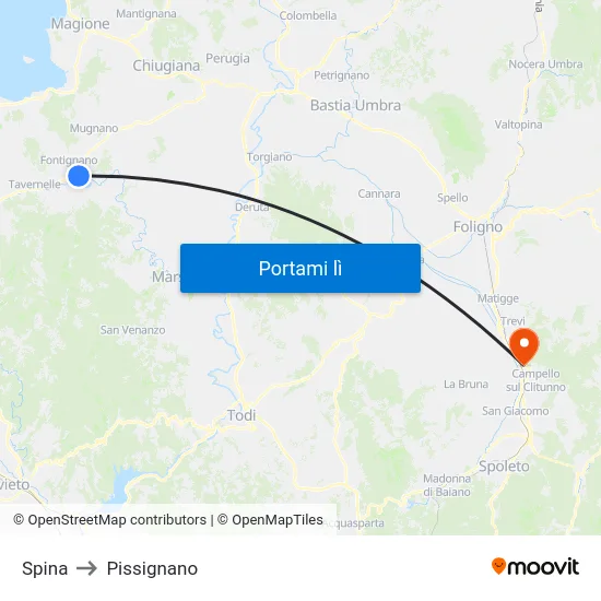 Spina to Pissignano map