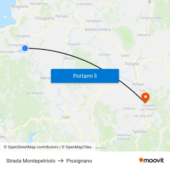 Strada Montepetriolo to Pissignano map