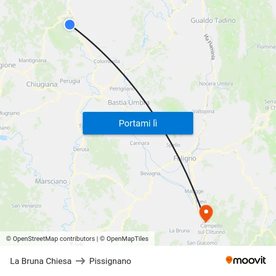 La Bruna Chiesa to Pissignano map