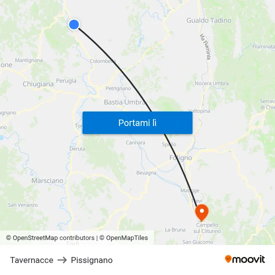 Tavernacce to Pissignano map