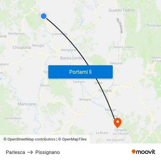 Parlesca to Pissignano map