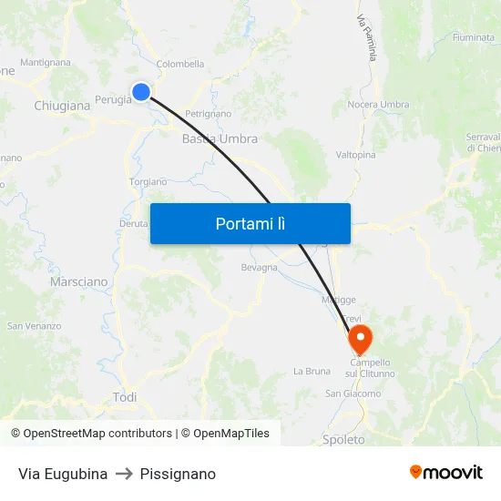 Via Eugubina to Pissignano map