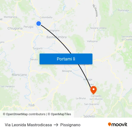 Via Leonida Mastrodicasa to Pissignano map