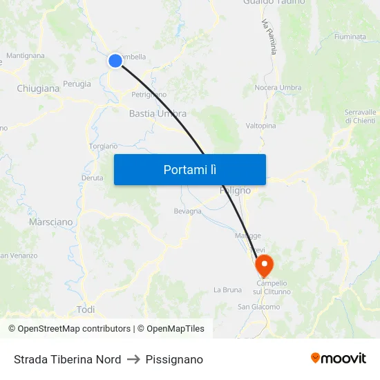 Strada Tiberina Nord to Pissignano map