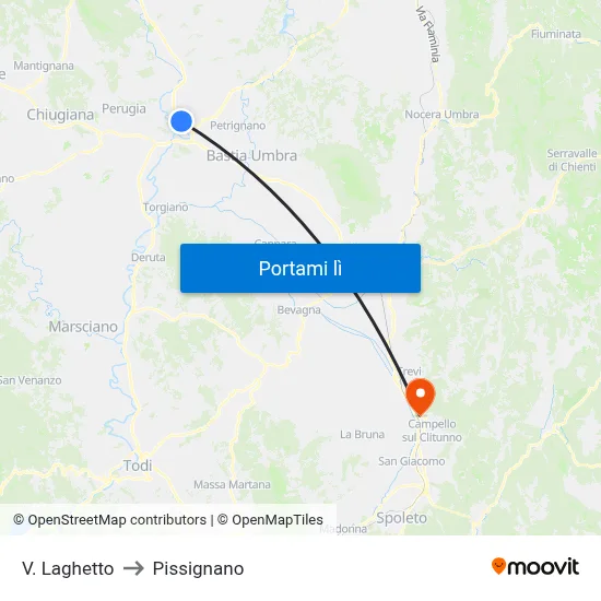 V. Laghetto to Pissignano map