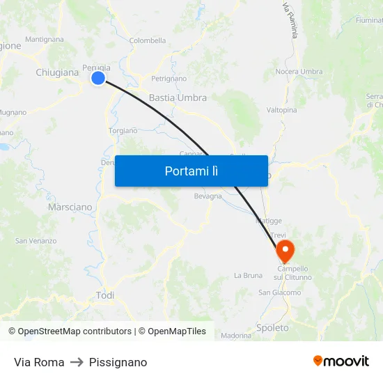 Via Roma to Pissignano map