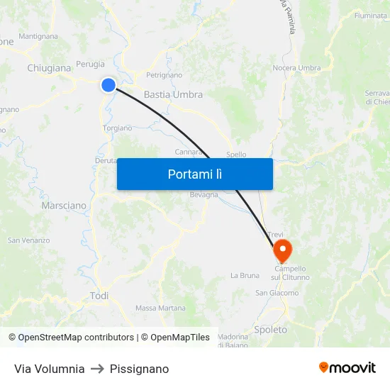 Via Volumnia to Pissignano map