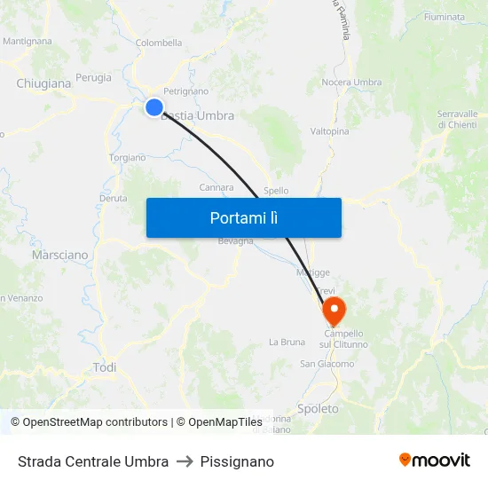 Strada Centrale Umbra to Pissignano map