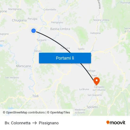 Bv. Colonnetta to Pissignano map