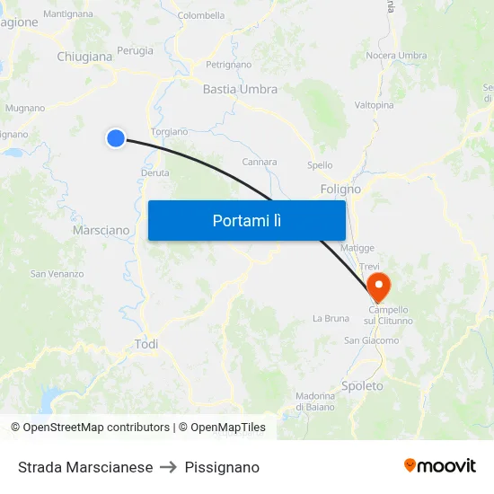 Strada Marscianese to Pissignano map
