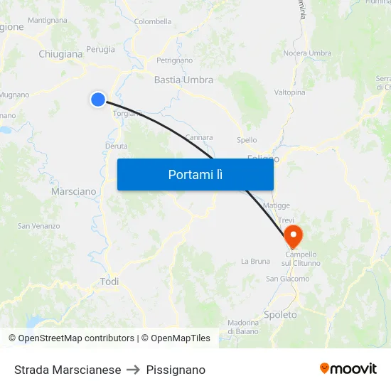 Strada Marscianese to Pissignano map