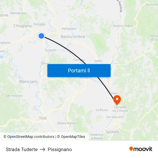 Strada Tuderte to Pissignano map