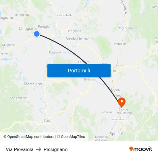 Via Pievaiola to Pissignano map