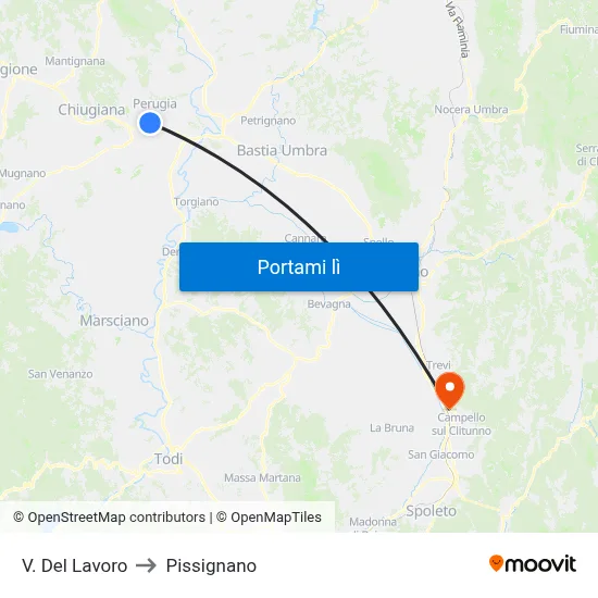 V. Del Lavoro to Pissignano map