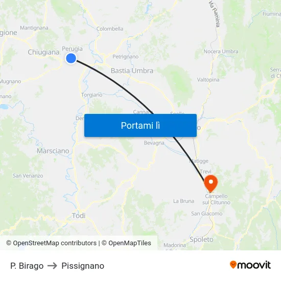 P. Birago to Pissignano map