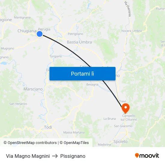 Via Magno Magnini to Pissignano map