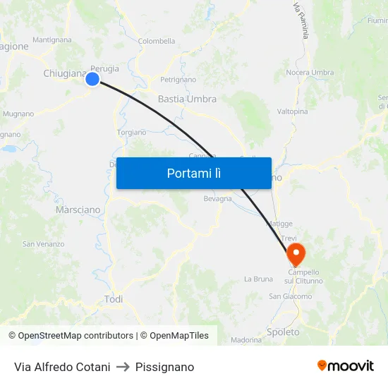 Via Alfredo Cotani to Pissignano map