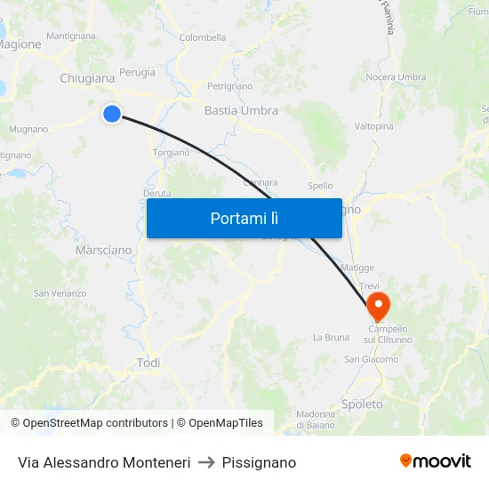 Via Alessandro Monteneri to Pissignano map