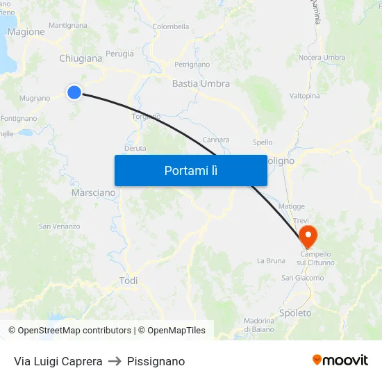 Via Luigi Caprera to Pissignano map