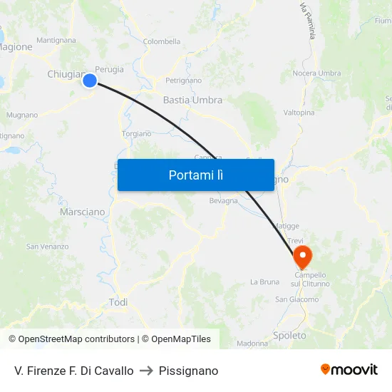 V. Firenze F. Di Cavallo to Pissignano map