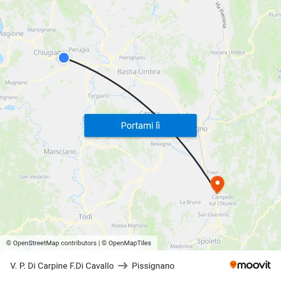 V. P. Di Carpine F.Di Cavallo to Pissignano map