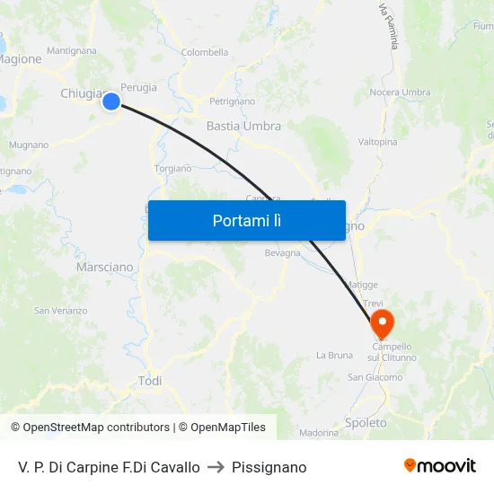 V. P. Di Carpine F.Di Cavallo to Pissignano map