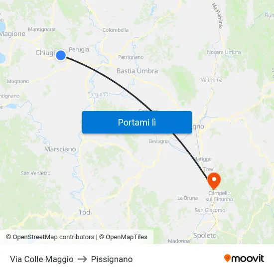 Via Colle Maggio to Pissignano map