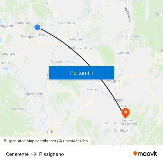 Cenerente to Pissignano map