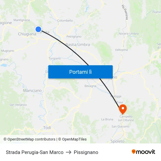 Strada Perugia-San Marco to Pissignano map