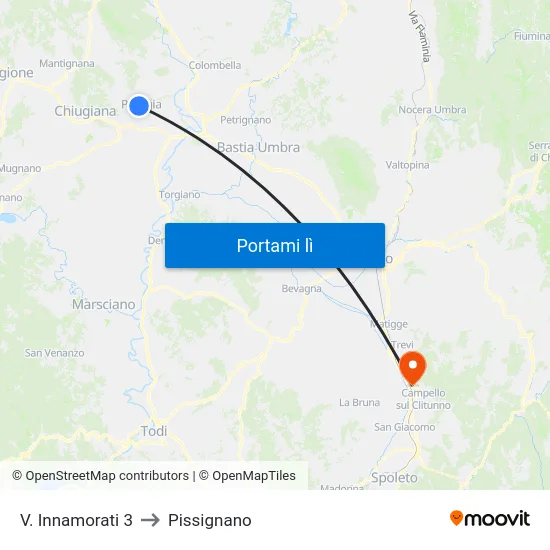 V. Innamorati 3 to Pissignano map