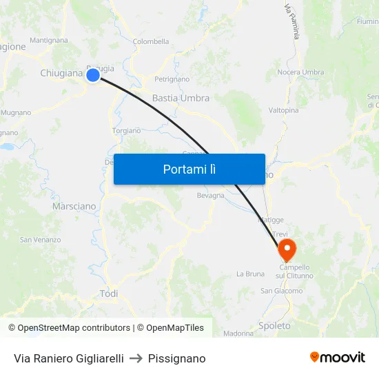 Via Raniero Gigliarelli to Pissignano map