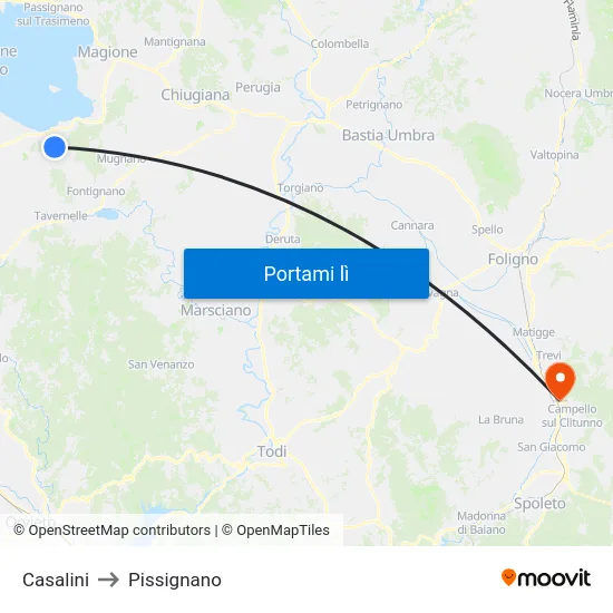 Casalini to Pissignano map