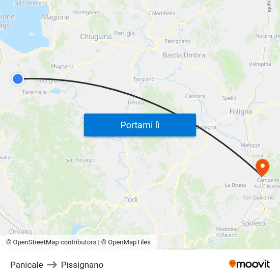Panicale to Pissignano map