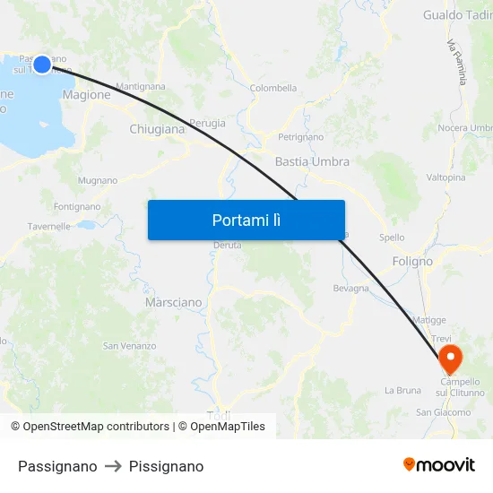 Passignano to Pissignano map