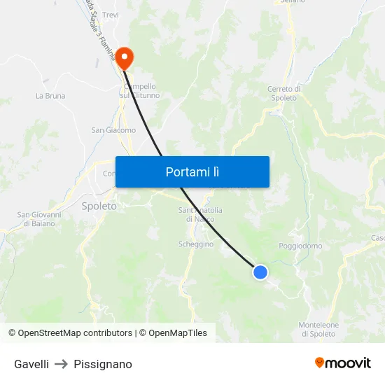 Gavelli to Pissignano map
