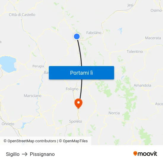 Sigillo to Pissignano map