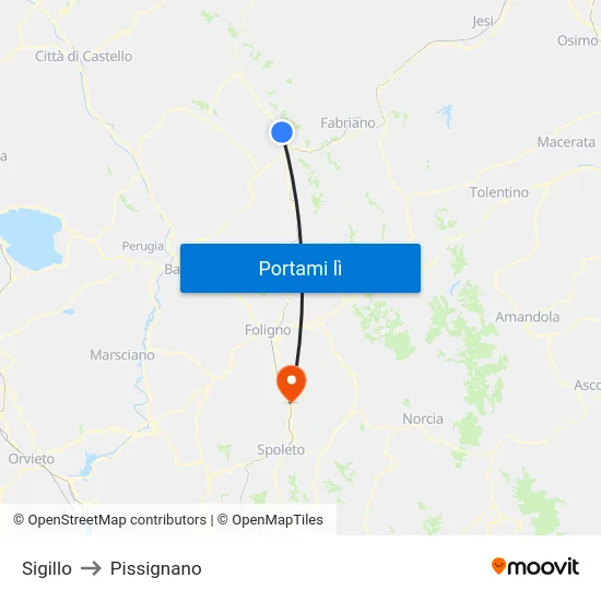 Sigillo to Pissignano map