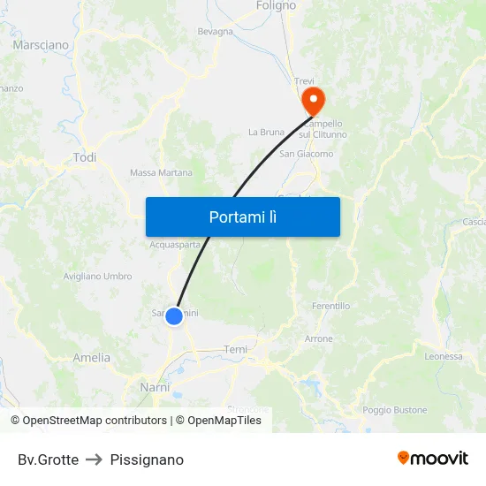 Bv.Grotte to Pissignano map