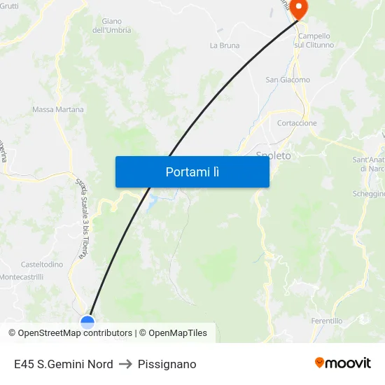 E45 S.Gemini Nord to Pissignano map
