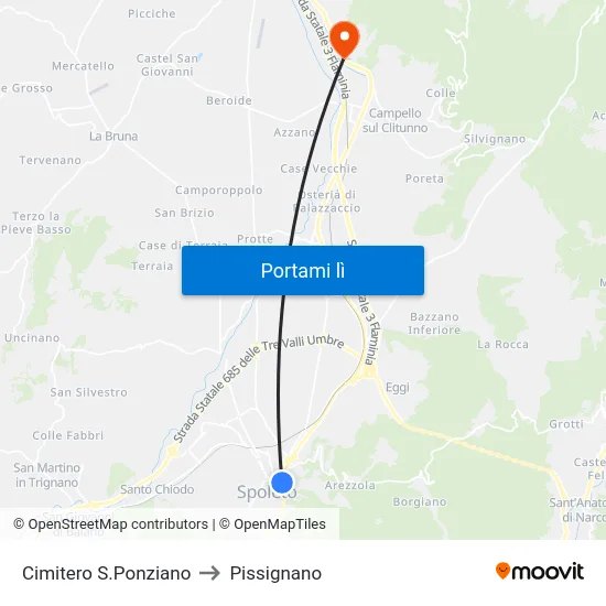 Cimitero S.Ponziano to Pissignano map
