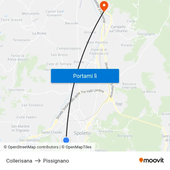 Collerisana to Pissignano map