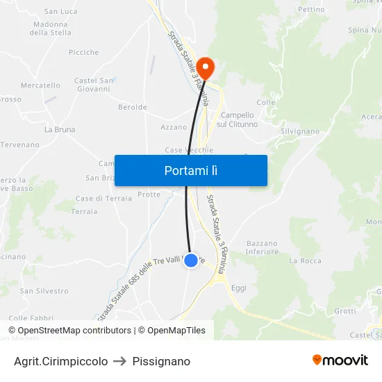 Agrit.Cirimpiccolo to Pissignano map