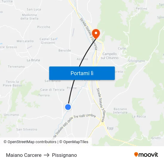 Maiano Carcere to Pissignano map