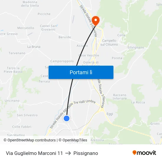 Via Guglielmo Marconi 11 to Pissignano map