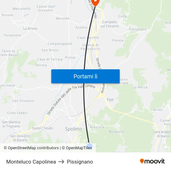 Monteluco Capolinea to Pissignano map