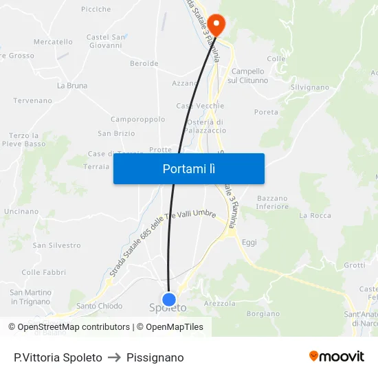 P.Vittoria Spoleto to Pissignano map