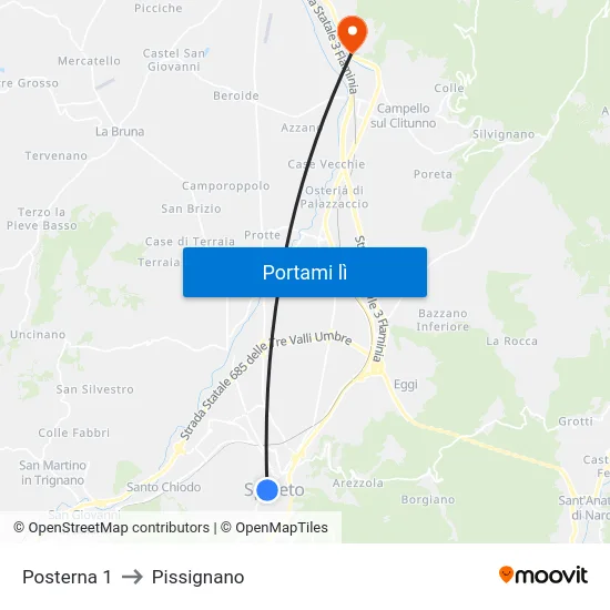 Posterna 1 to Pissignano map