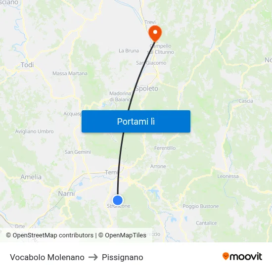 Vocabolo Molenano to Pissignano map