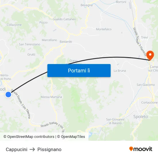 Cappucini to Pissignano map